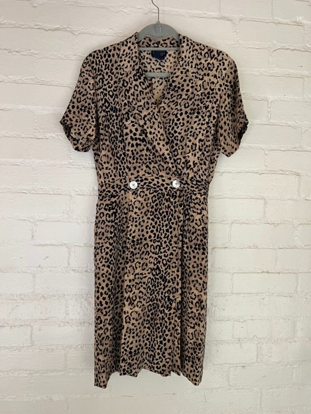 Andrea Viccaro Petite Size 6 100% Silk Animal Print Dress